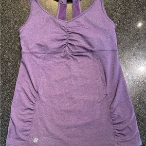 EUC - Athleta Purple Ruched Tree Of Life Tunic Tank Top - Size M